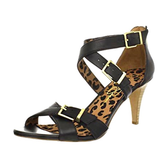 JESSICA SIMPSON Black Leather Strappy Heels - Picture 2 of 7